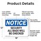 Signmission Security All Bags Will Be Checked OSHA Notice Sign, Aluminum, 18in W x 12in L, 2PK OS-2PACK-NS-A-1218-L-18269 - alternate 5